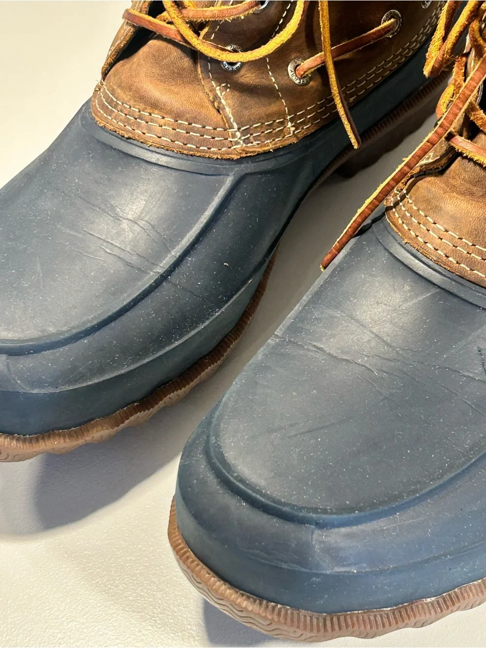 Sperry Waterproof Duck Boots Men’s 12 Brown Leather Rubber Lace Up STS13459